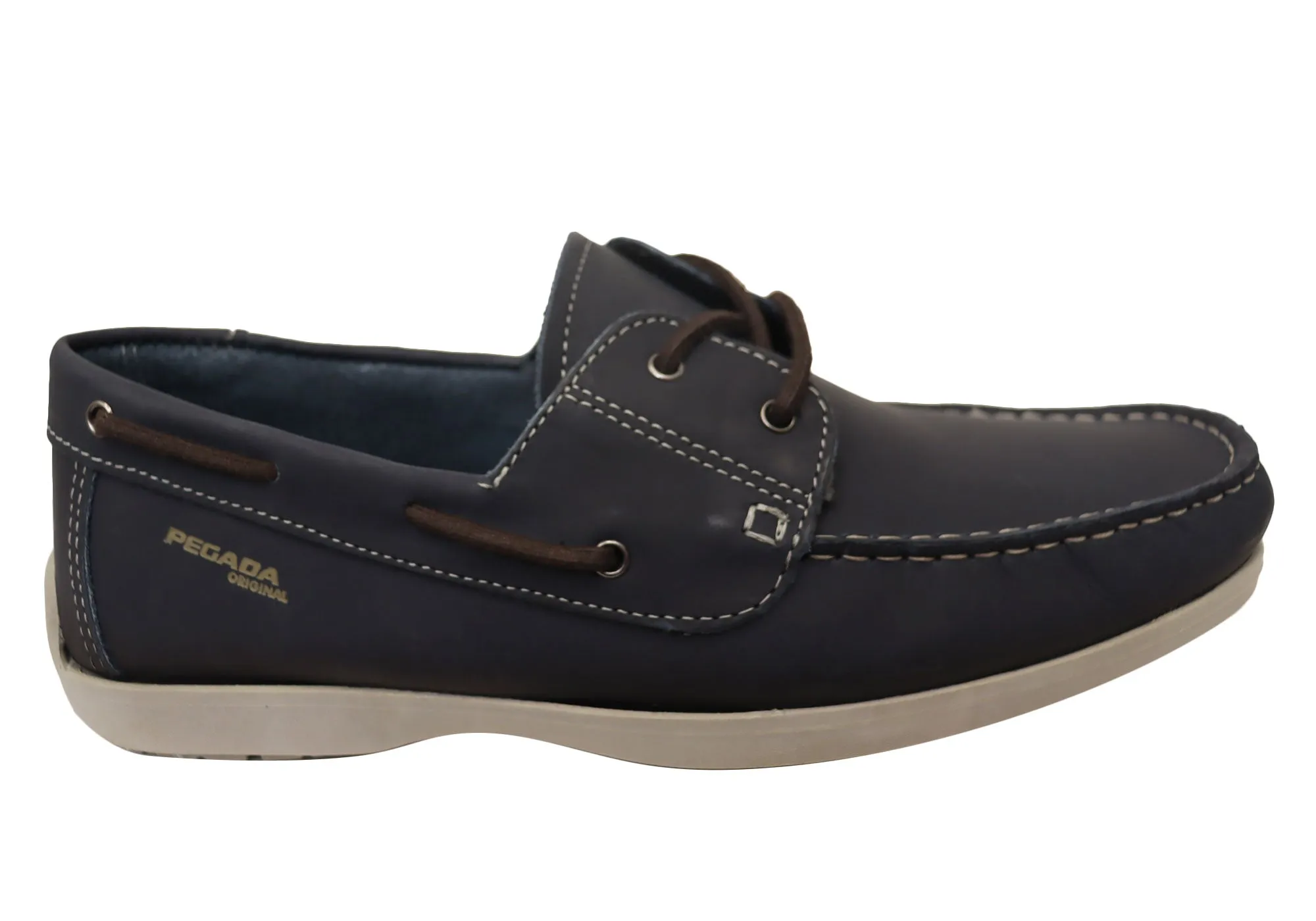 Pegada Lapel Mens Leather Comfortable Casual Boat Shoes Made In Brazil