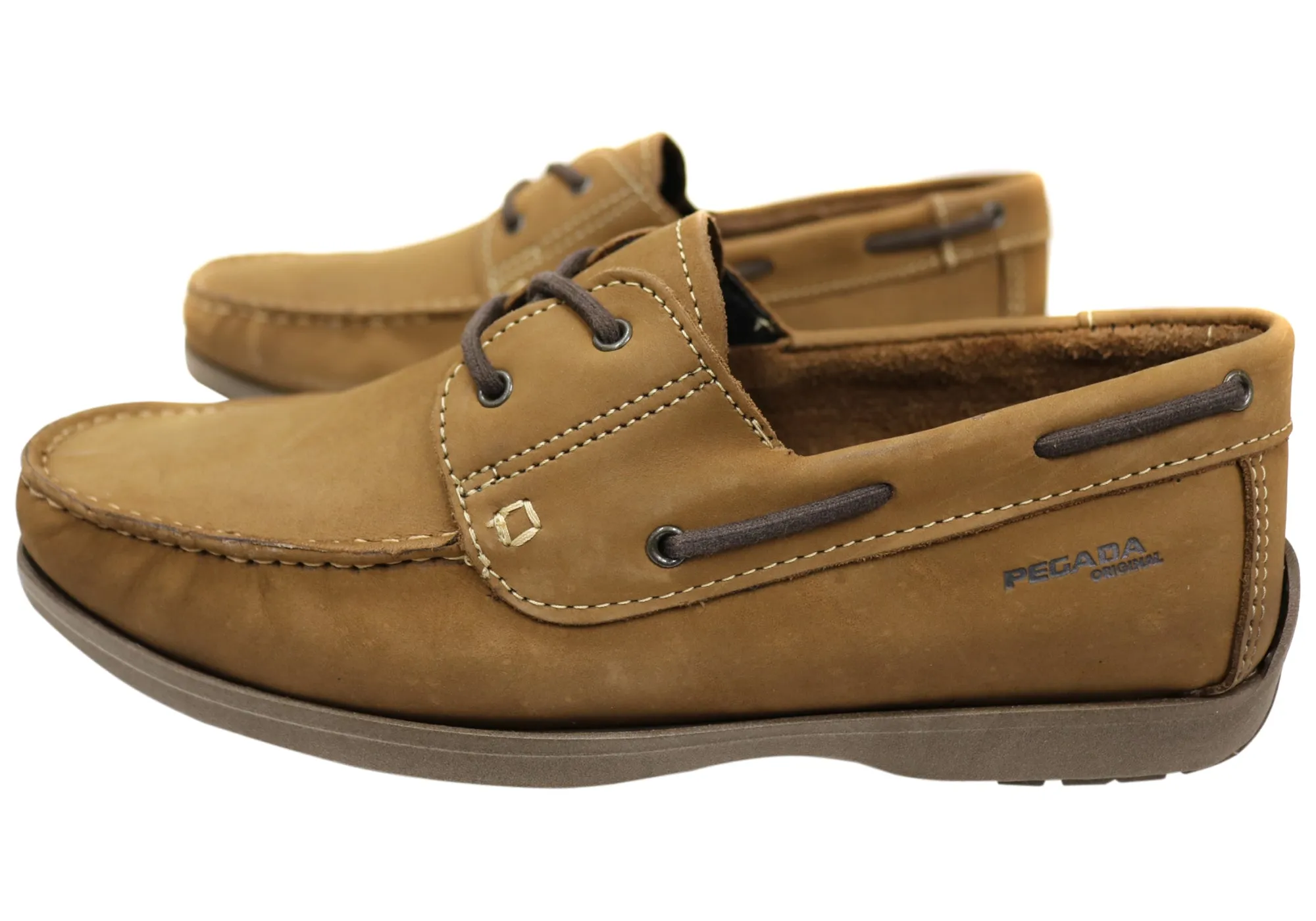 Pegada Lapel Mens Leather Comfortable Casual Boat Shoes Made In Brazil