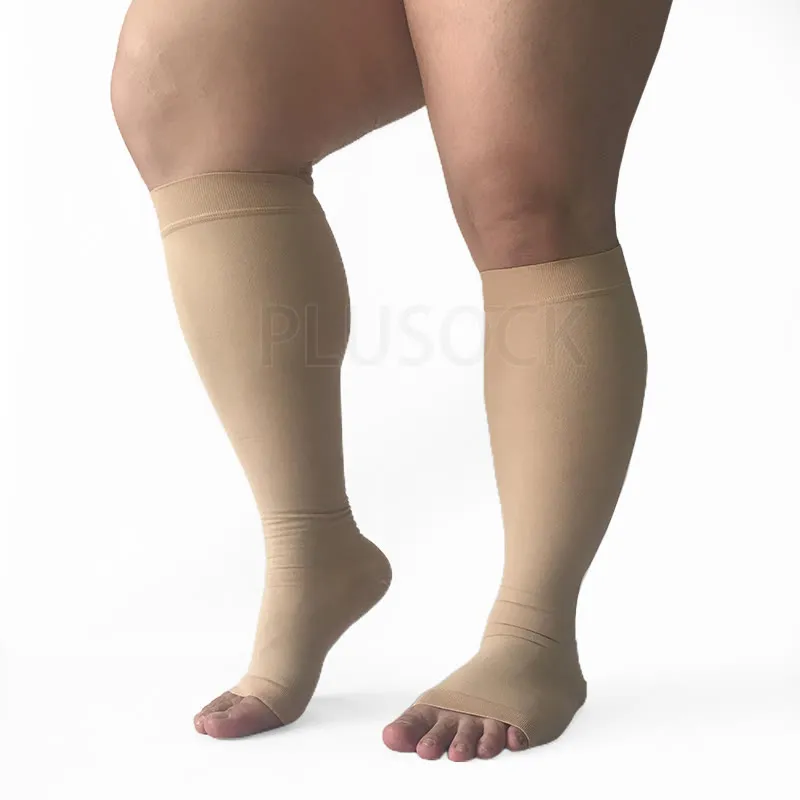 Plus Size Compression Socks Wide Calf Open Toe