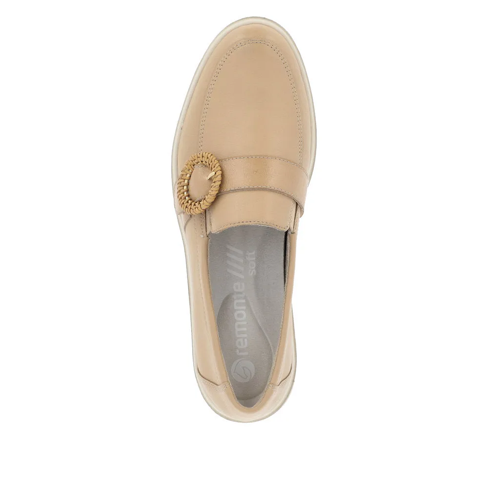 Remonte D1H00-20 Ladies Nude Leather Slip On Loafers