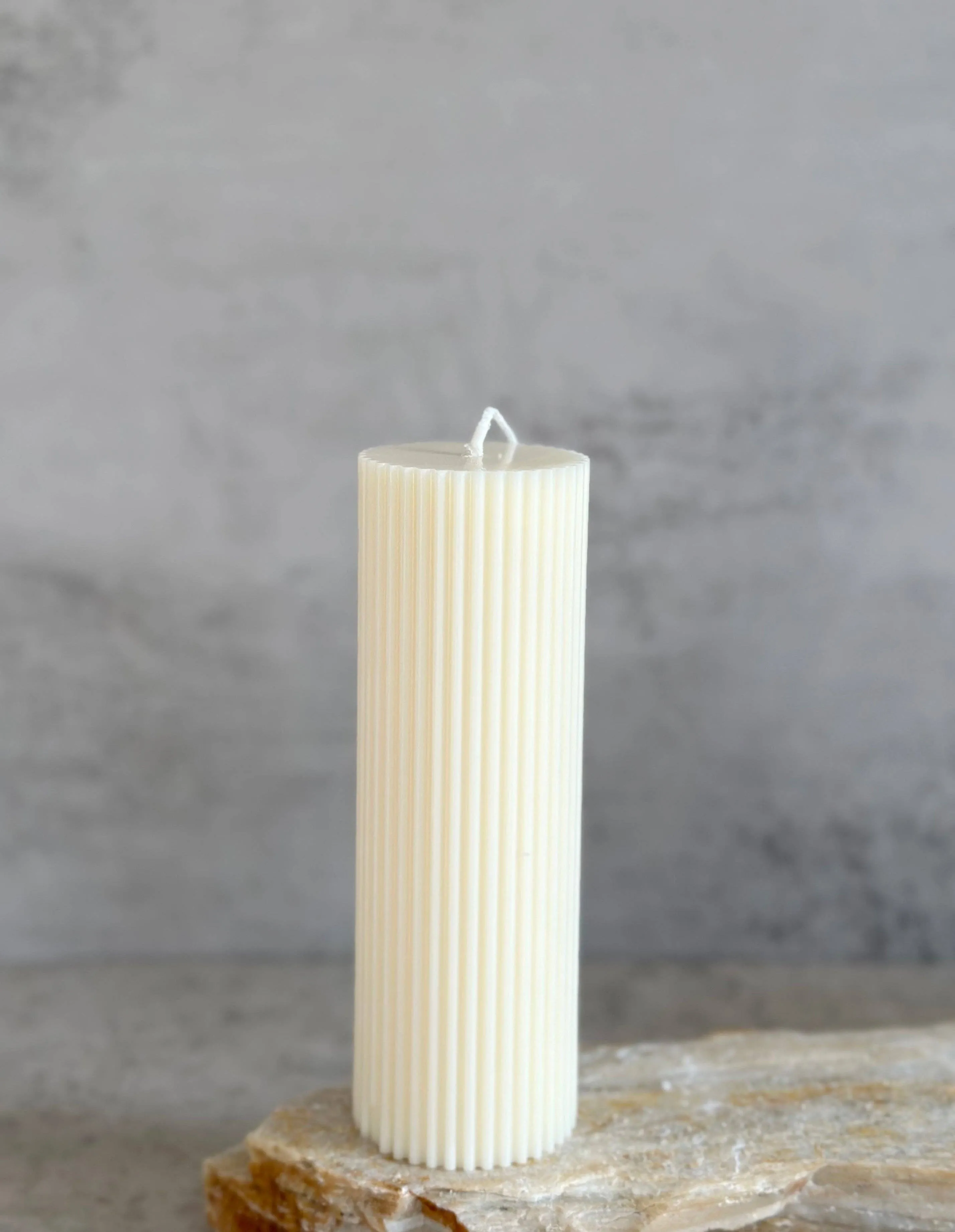 Ribbed Pillar Candle: 4 Inches