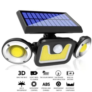 Solar Dual Head Adjustable Spotlight w/PIR Motion Sensor Waterproof