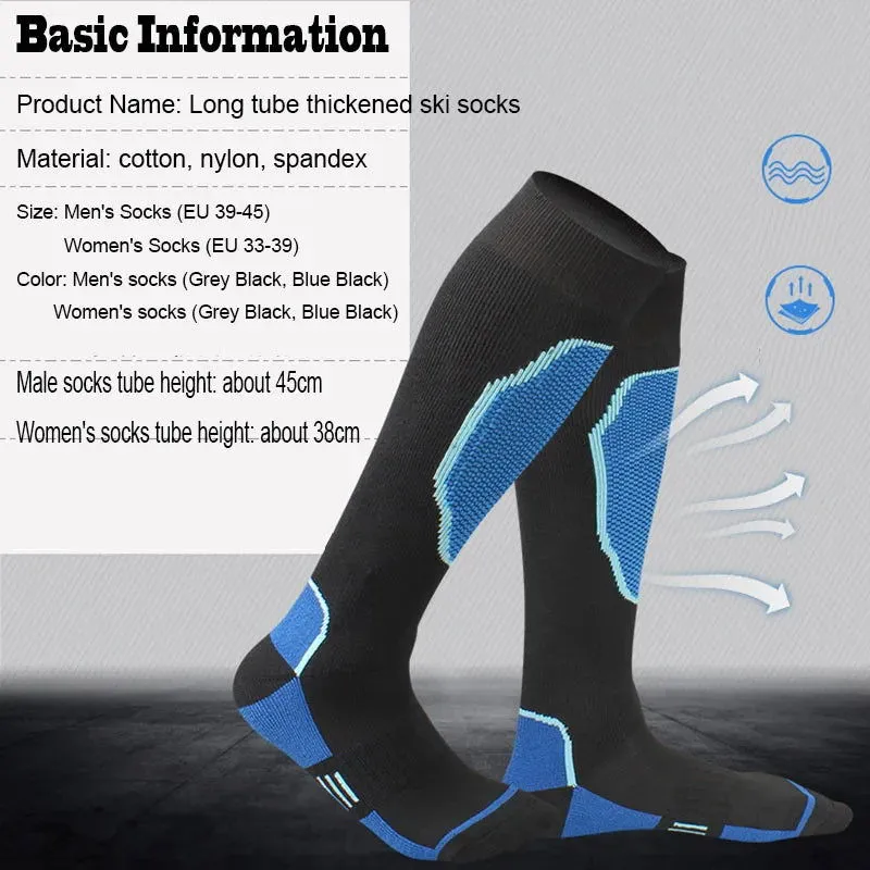 Sport Ski Socks for Men & Women Athletic Fitness Outdoor Hiking Mountaineering Roller Skate Thick Breathable Compression Socks