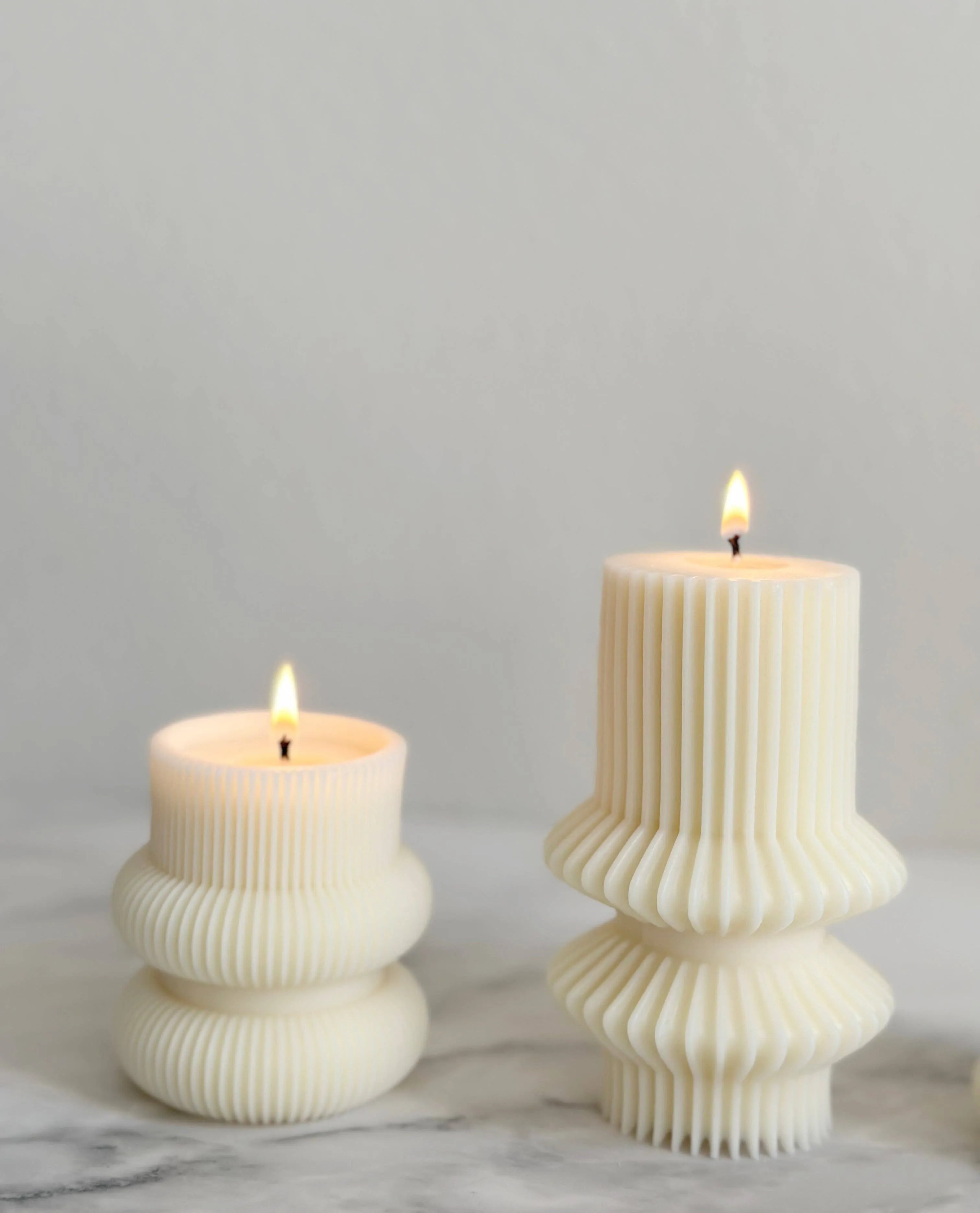 Striped Aesthetic Pillar Candle: Medium