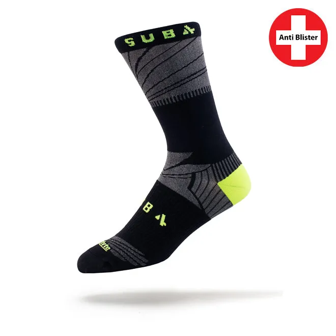 Sub4 Performance 3/4 Crew Cycling Sock - Black/Fluoro