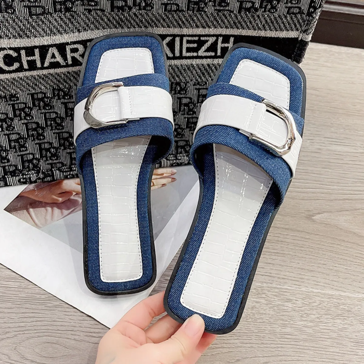 TEEK - Buckle Trim Open Toe Sandals