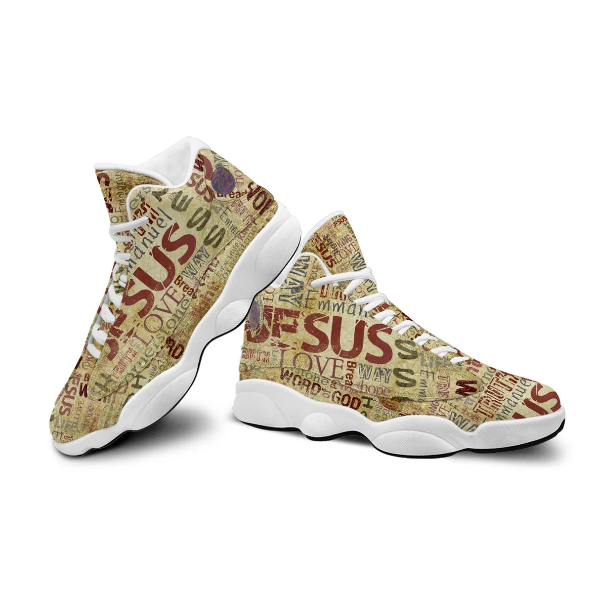 Teesdily | God's Bible Verses Basketball Shoes, Jesus Christ Religious Retro Shoes, Christian Unisex Basketball Shoes With Thick Soles