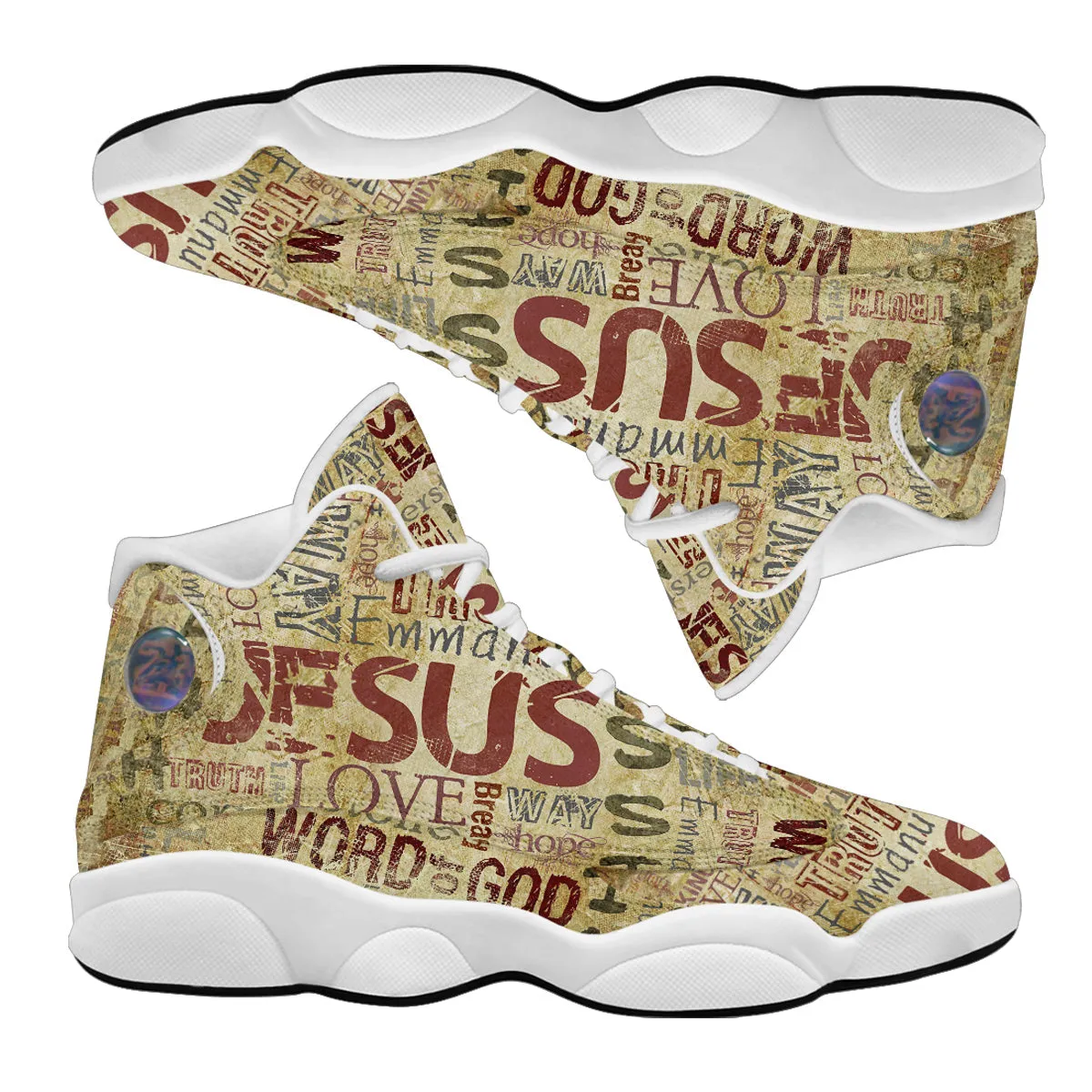 Teesdily | God's Bible Verses Basketball Shoes, Jesus Christ Religious Retro Shoes, Christian Unisex Basketball Shoes With Thick Soles