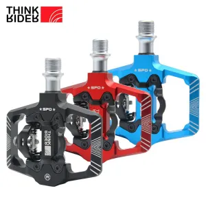 ThinkRider 2 In 1 Bicycle Lock Pedal With Free Cleat For SPD System MTB Road Aluminum Anti-slip Sealed Bearing Lock Accessories