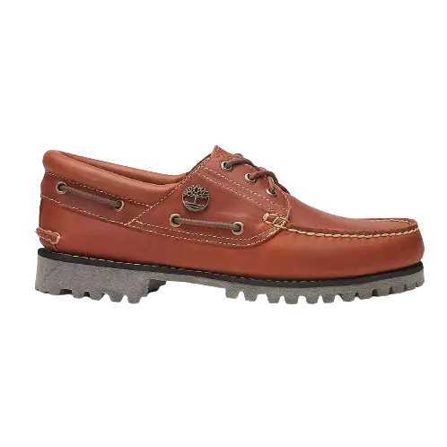 Timberland Men's Authentic 3-Eye Boat Shoe - Orange / Full Grain