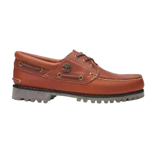 Timberland Men's Authentic 3-Eye Boat Shoe - Orange / Full Grain