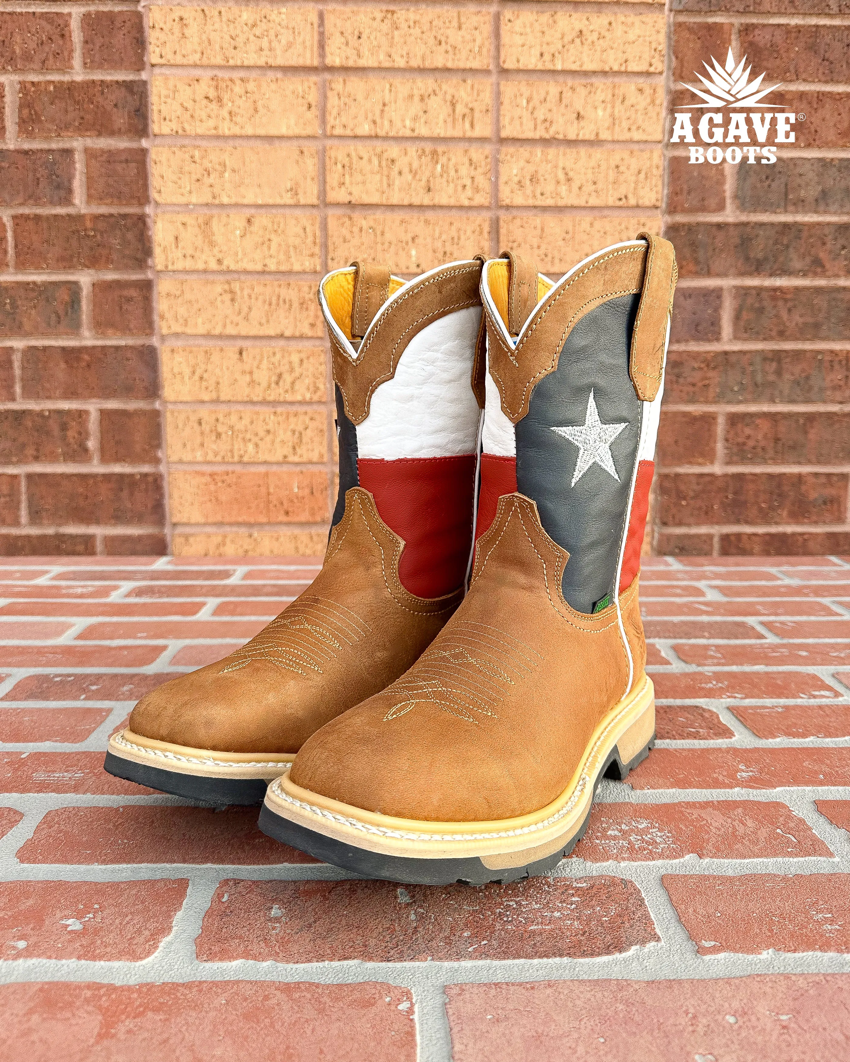 USA FLAG LIGHT BROWN (STEEL TOE) | MEN WORK BOOTS