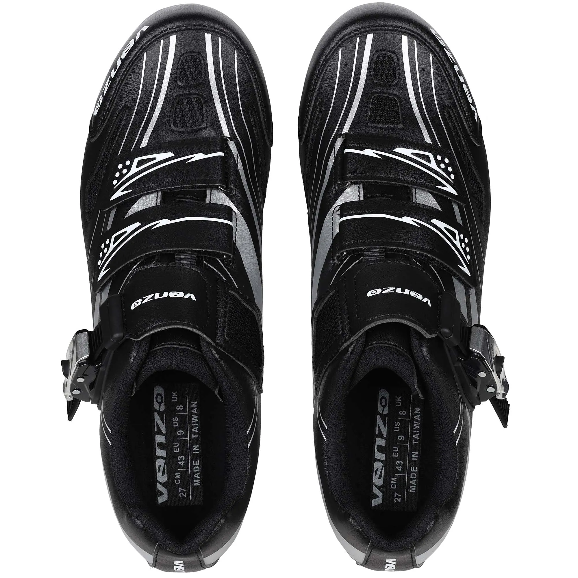 Venzo RX Bicycle Unisex Men's or Women's Road Cycling Riding Shoes - Compatible with Peloton for Shimano SPD & Look ARC Delta - Perfect for Indoor Indoor Road Racing Bikes Black 46