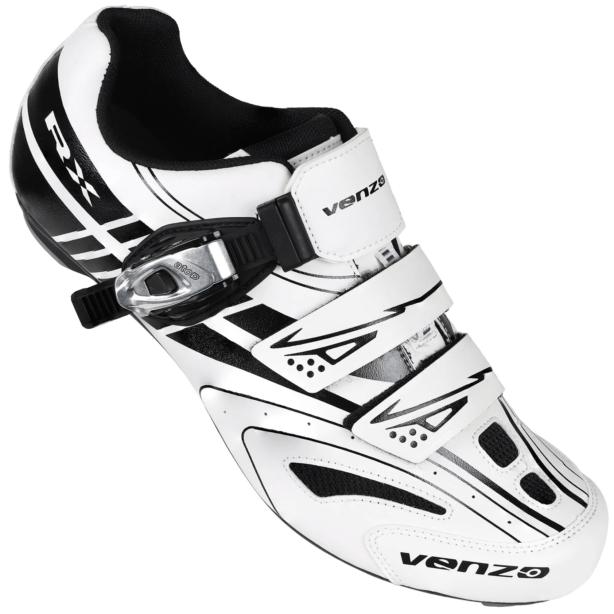 Venzo RX Bicycle Unisex Men's or Women's Road Cycling Riding Shoes - Compatible with Peloton for Shimano SPD & Look ARC Delta - Perfect for Indoor Indoor Road Racing Bikes White 45