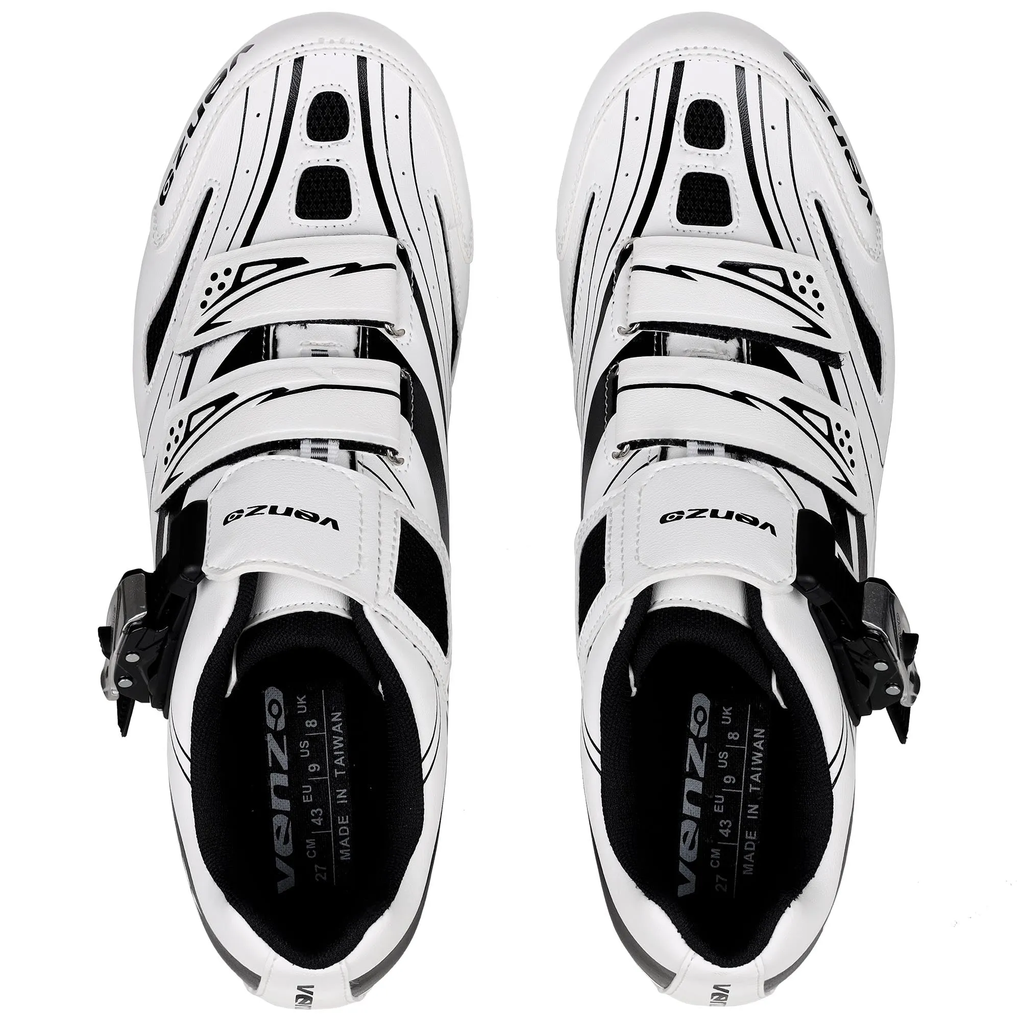 Venzo RX Bicycle Unisex Men's or Women's Road Cycling Riding Shoes - Compatible with Peloton for Shimano SPD & Look ARC Delta - Perfect for Indoor Indoor Road Racing Bikes White 45