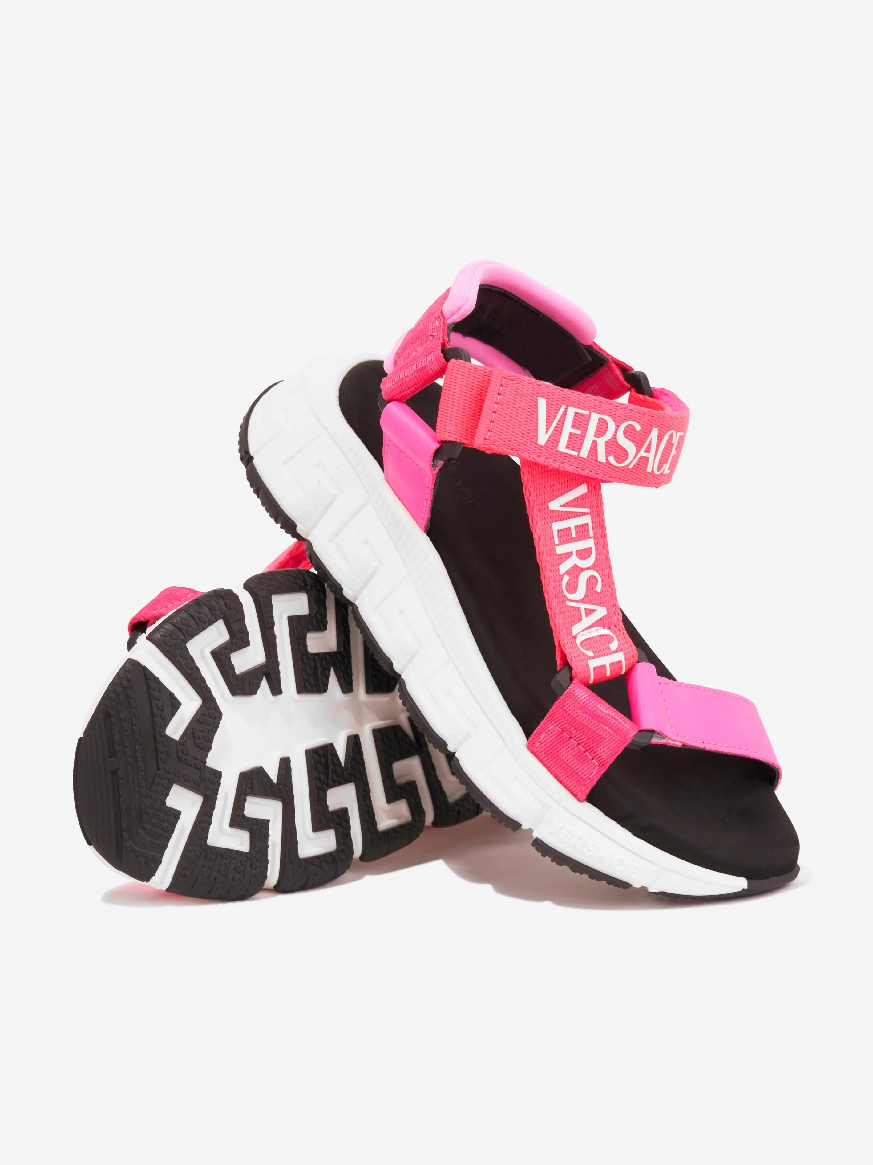 Versace Girls Logo Strap Sandals in Pink