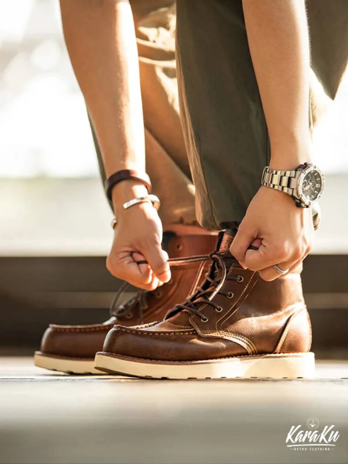 Vintage Fold-Over Collar Casual Moc Toe Boots Boots