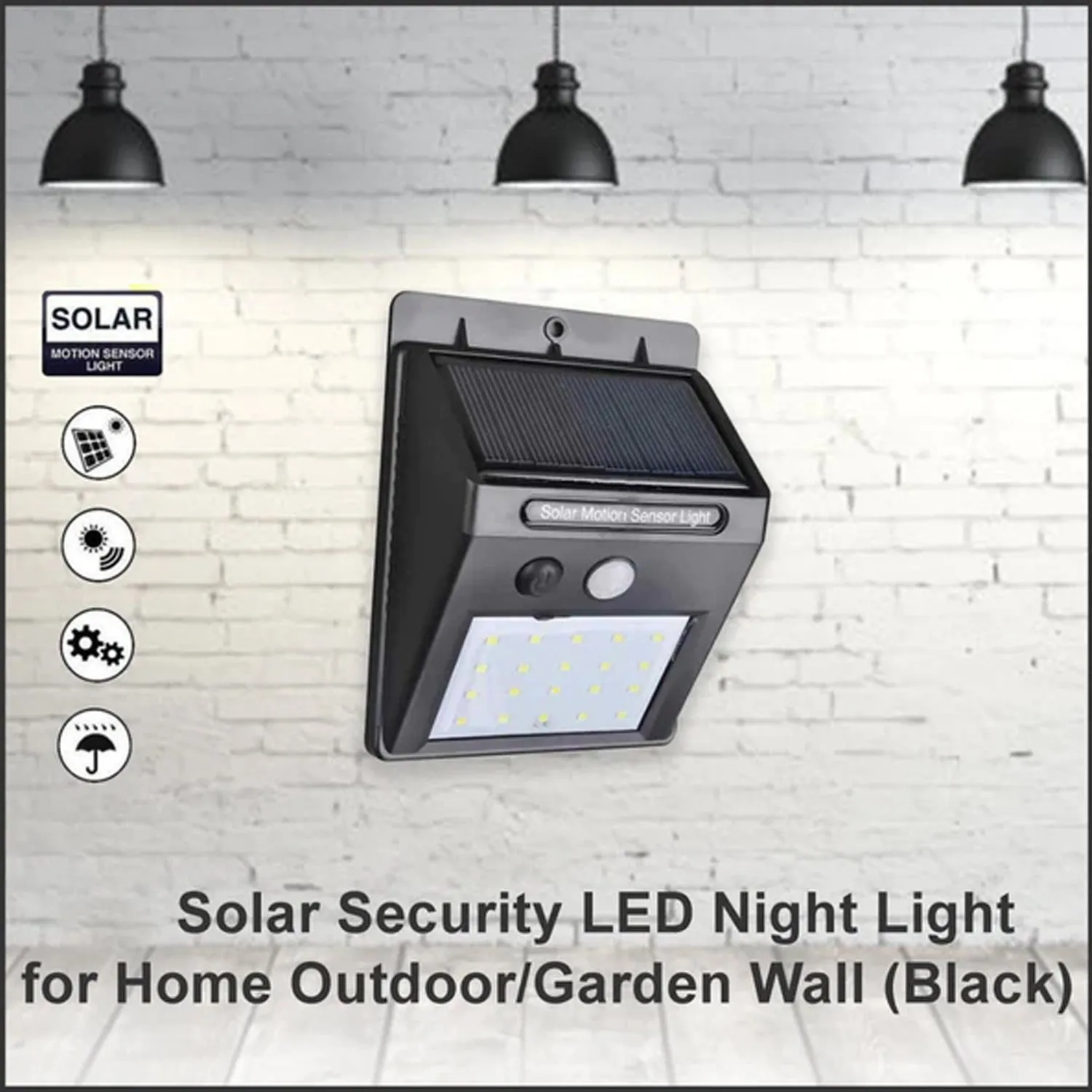 White Solar Wireless Security Motion Sensor LED Night Light for Home Outdoor / Garden Wall.