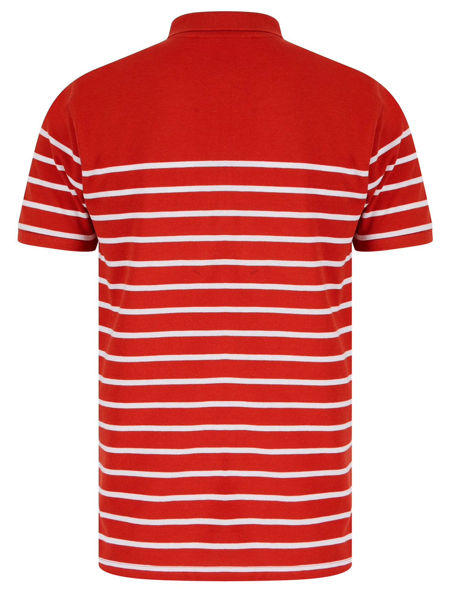 Wick Yarn Dyed Stripe Cotton Pique Zip Fasten Polo Shirt in Ketchup - Tokyo Laundry