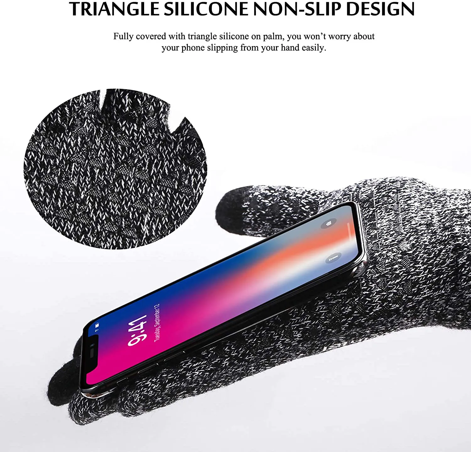 Winter Gloves for Men Women -Touch Screen Anti-Slip Silicone Gel - Elastic Cuff - Thermal Soft Knit Lining