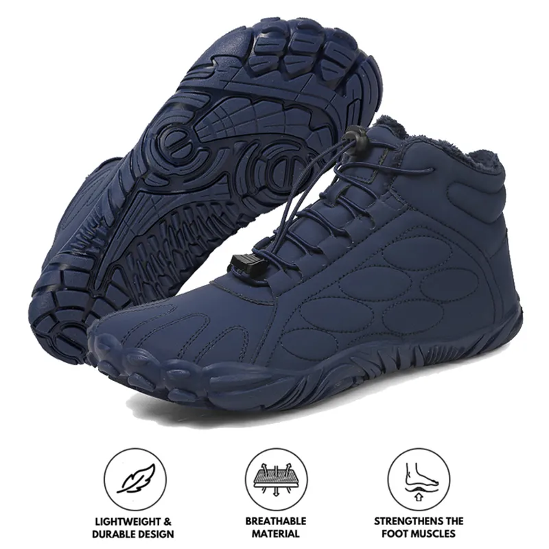 Winter Outdoor Warm Wear-Resistant Mid-Calf Mountaineering Snow Boots Non-slip & Waterproof Winter Barefoot Shoe (Unisex)