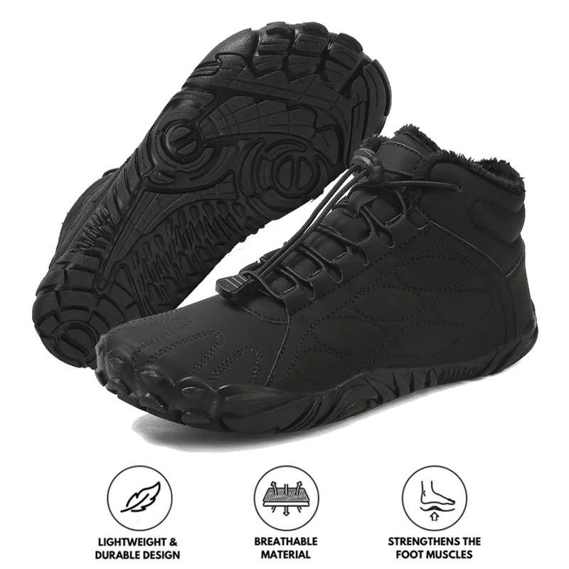 Winter Outdoor Warm Wear-Resistant Mid-Calf Mountaineering Snow Boots Non-slip & Waterproof Winter Barefoot Shoe (Unisex)