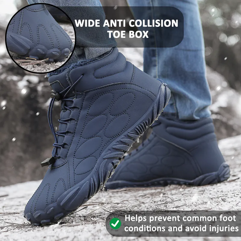 Winter Outdoor Warm Wear-Resistant Mid-Calf Mountaineering Snow Boots Non-slip & Waterproof Winter Barefoot Shoe (Unisex)