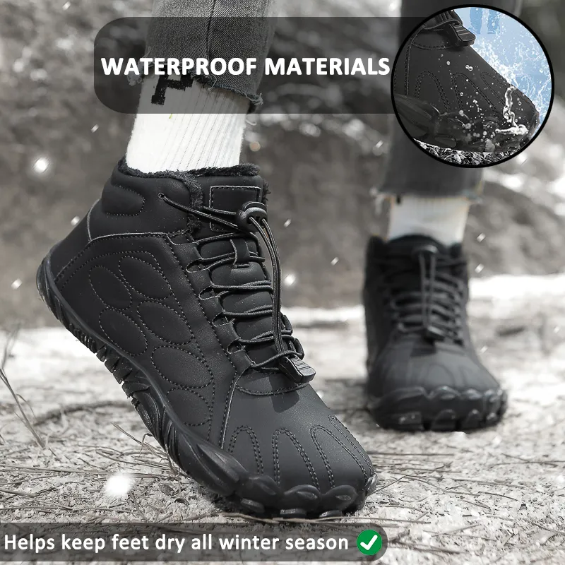 Winter Outdoor Warm Wear-Resistant Mid-Calf Mountaineering Snow Boots Non-slip & Waterproof Winter Barefoot Shoe (Unisex)