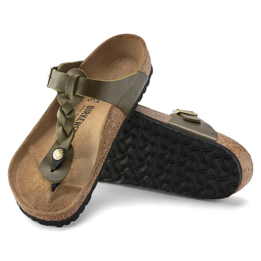 Women's Gizeh Oiled Leather Sandal By Birkenstock - Olive Green