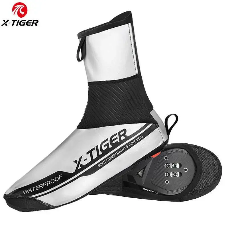 X-TIGER Winter Cycling Shoe Covers Reflective MTB Bike Cycling Overshoes Men Windproof Waterproof Bicycle Shoe Protectors