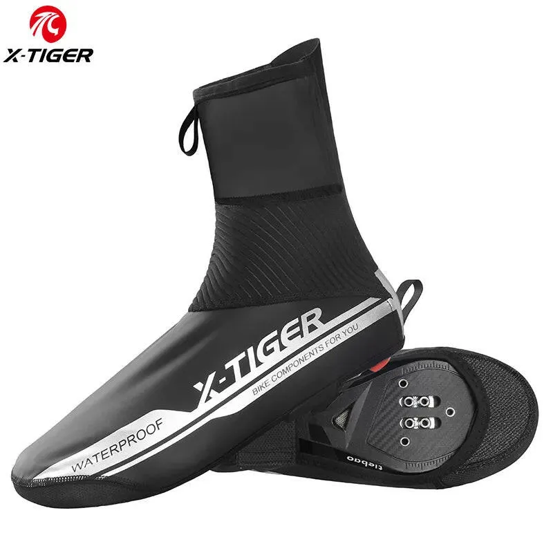 X-TIGER Winter Cycling Shoe Covers Reflective MTB Bike Cycling Overshoes Men Windproof Waterproof Bicycle Shoe Protectors